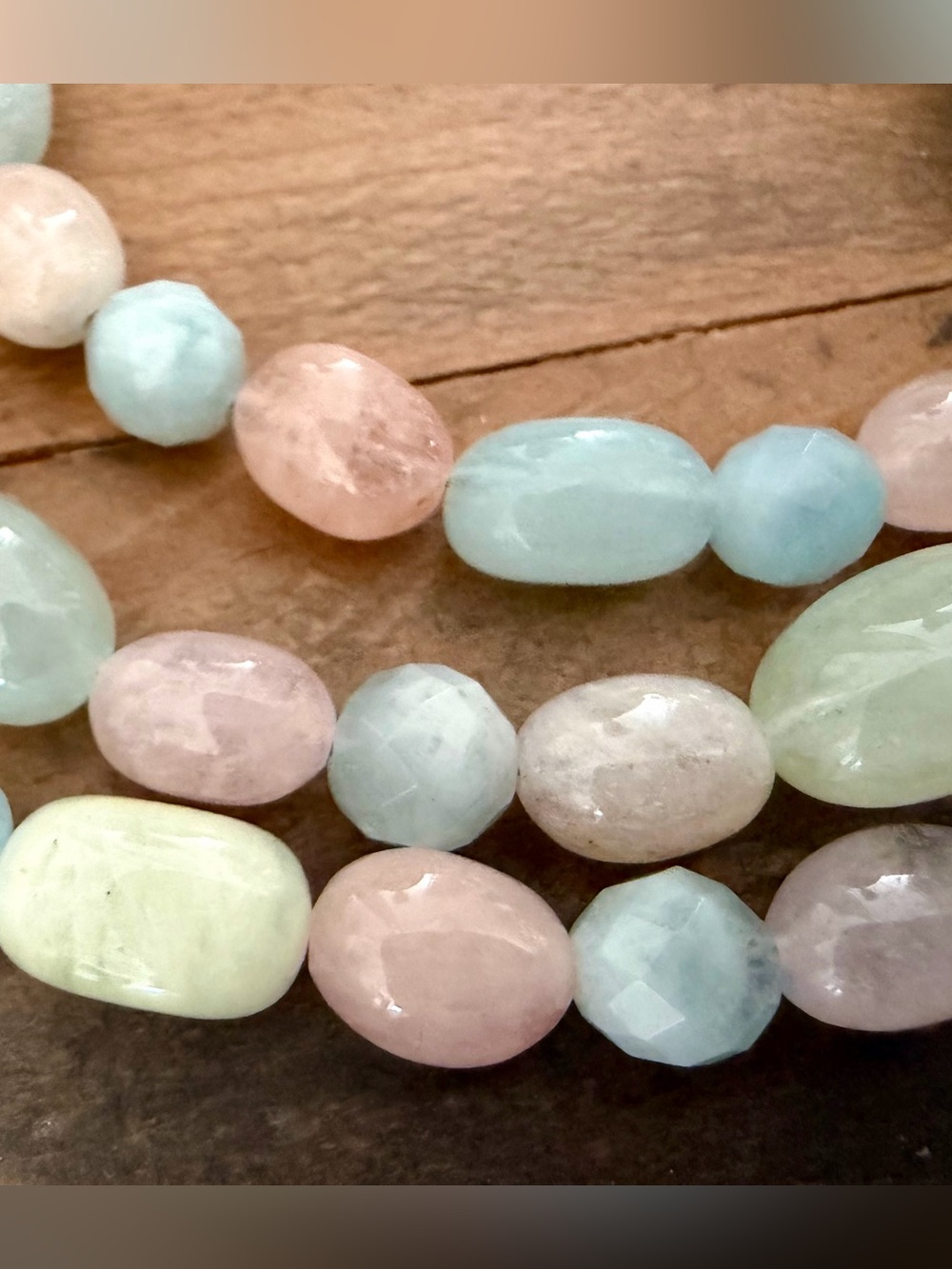JAY KING DTR STERLING SILVER 36" NATURAL AQUAMARINE & MORGANITE BEADED NECKLACE